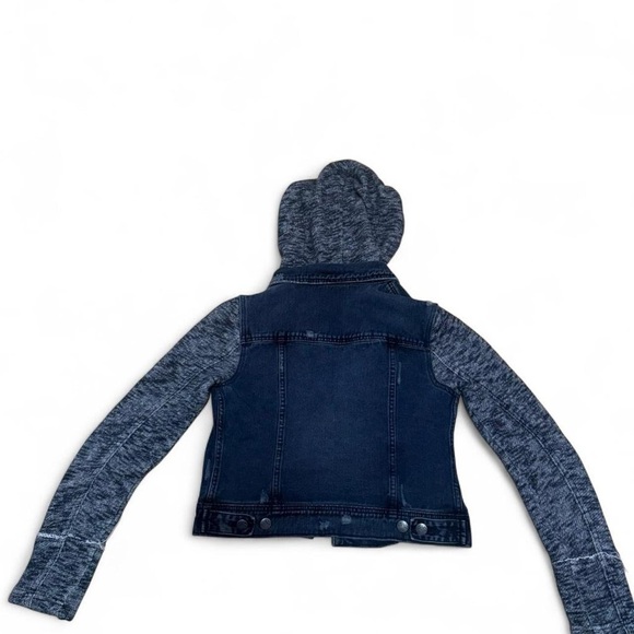 Free People Dark Denim Jacket with Heathered Gray Sleeves - Picture 4 of 7